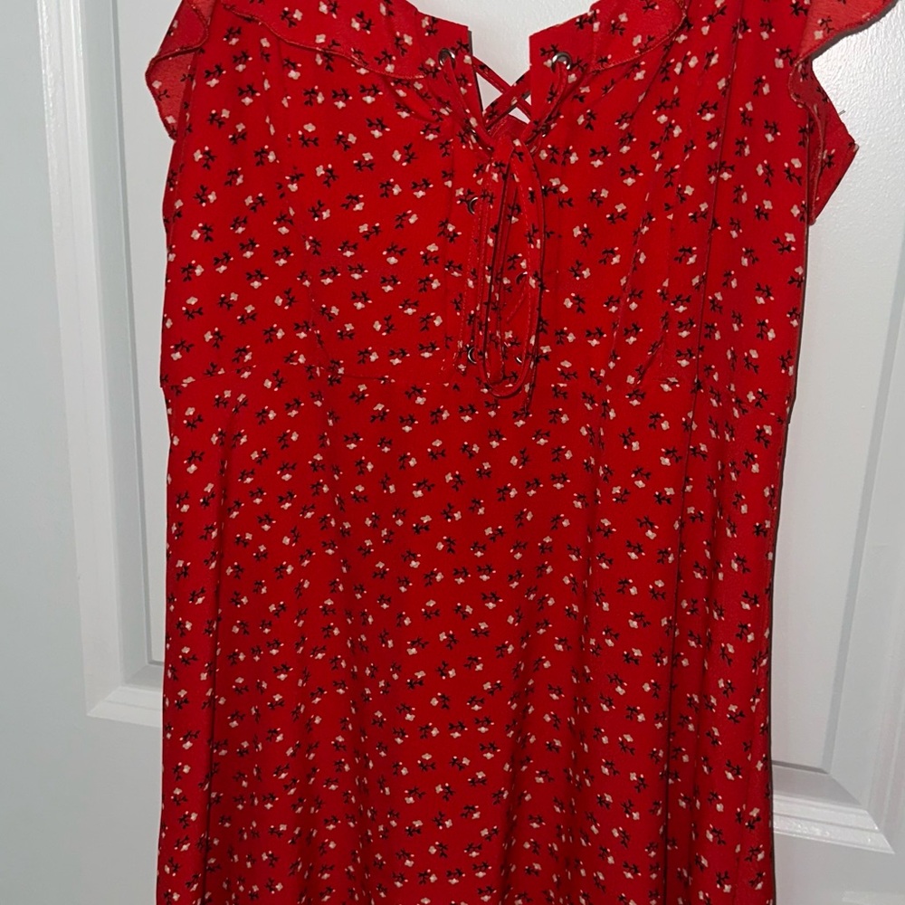 Revamped Red Floral Midi Dress